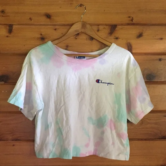 Champion Cropped Tie Die Tee Shirt - Picture 1 of 6